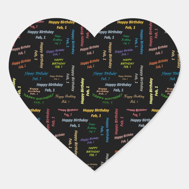 1. Februar Herz-Aufkleber (Vorderseite)