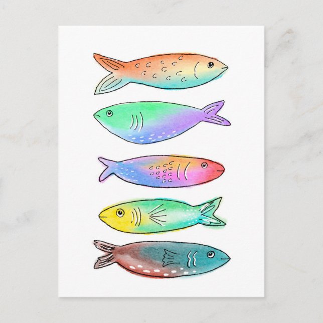 1 Fisch 2 Fische Postkarte (Vorderseite)