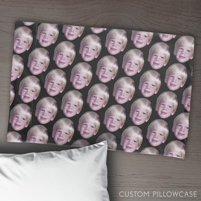 1 Floating Head Foto Halb Drop Muster schwarz hinz Kissenbezug (Custom Pillowcase with Photo Collage)