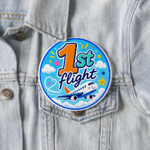 1. Flug farbiges Flugzeug Souvenir Button