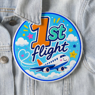 1. Flug farbiges Flugzeug Souvenir Button