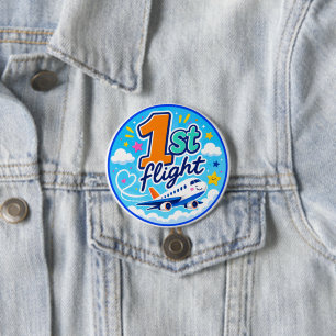 1. Flug farbiges Flugzeug Souvenir Button