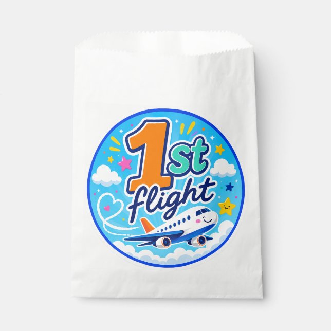 1. Flug farbiges Flugzeug Souvenir Geschenktütchen (Vorderseite)