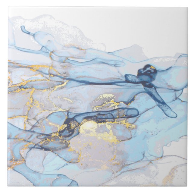 (1)Flüssige, ozeanblaue und goldfarbene Marmorstru Fliese (Vorderseite)