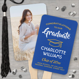 1 Foto Abschluss Elegante Royal Blue Gold Gelb Fächer