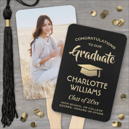 1 Foto Abschluss Glückwunsch Moderne Schwarz und G Fächer