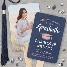 1 Foto Abschluss Navy Blue und Pink Rose Gold Fächer