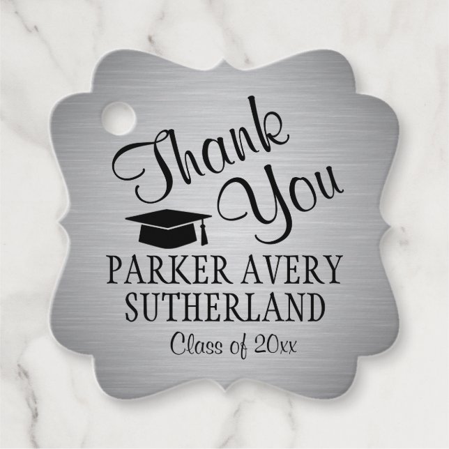 1 Foto Abschluss Vielen Dank Silver & Black Extrav Geschenkanhänger (Vorderseite)