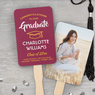 1 Foto Abschlussfeier Elegant Dunkelrot Gold Gelb Fächer