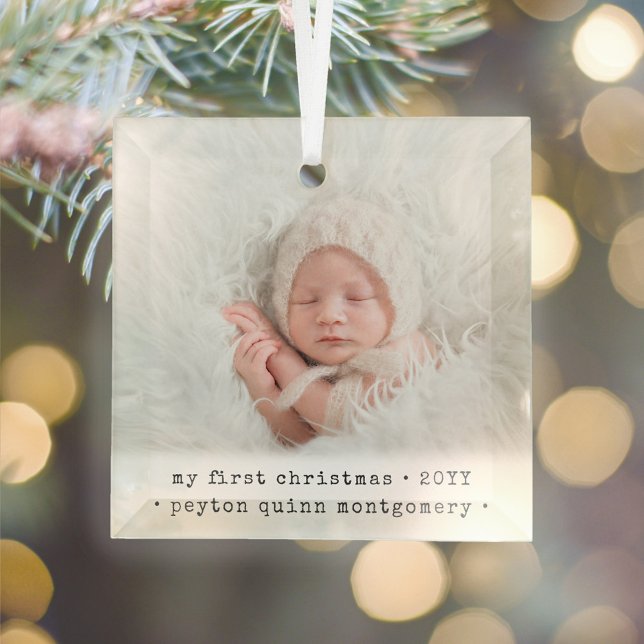 1 Foto Baby's 1. Weihnachten Moderner Minimal Plat Ornament Aus Glas (Von Creator hochgeladen)