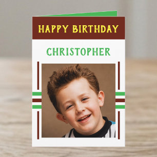 1 Foto benutzerdefinierter Name braun Geburtstag Karte