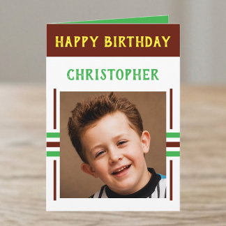 1 Foto benutzerdefinierter Name braun Geburtstag Karte