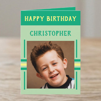 1 Foto benutzerdefinierter Name grüner Geburtstag Karte