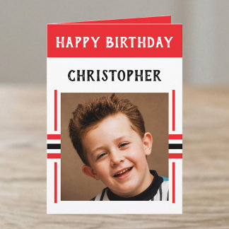 1 Foto benutzerdefinierter Name roter Geburtstag Karte