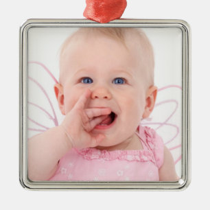 1. Foto des Babys Weihnachts Silbernes Ornament