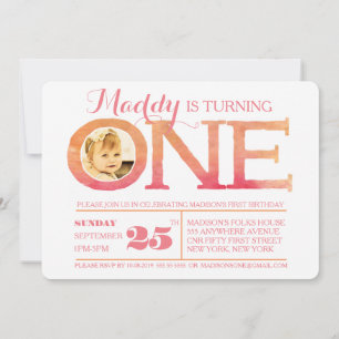 1. Foto-Einladung Geburtstag Ombre Einladung