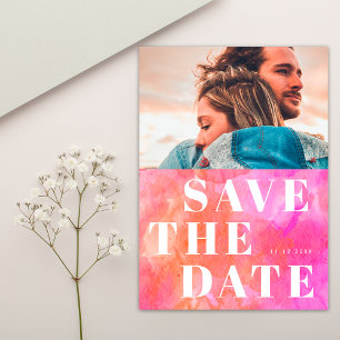 1 Foto Fette Typografie Rosa und Orange Hochzeit Save The Date