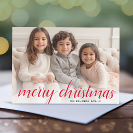 1 Foto Frohe Weihnachtsschrift Red Damask Feiertagskarte