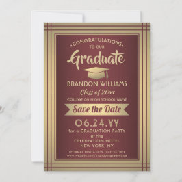 1 Foto Gratulation Graduate Burgundy und Gold Save The Date