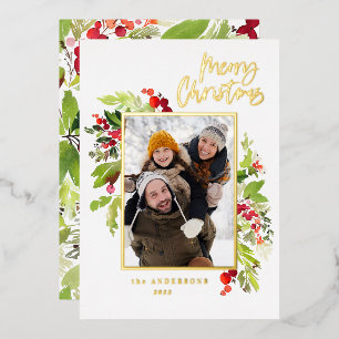 1 Foto grünes Blattwerk frohe Weihnachten Folien Feiertagskarte