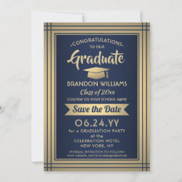1 Foto Herzlichen Glückwunsch Graduate Navy Blue & Save The Date