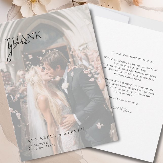 1 Foto Hochzeit Dankeskarte (Modern 1 Photo Wedding Thank You Card)