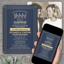 1 Foto Jahrestag Überraschung Party Navy Blue Gold