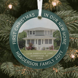 1 Foto Neue Zuhause-Adresse Erstes Weihnachtsgrün Ornament Aus Glas