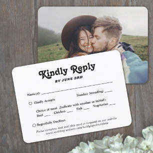 1 Foto Optionen Retro Typografie Hochzeit RSVP Karte