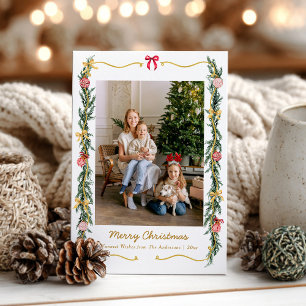 1 Foto Weihnachtsgrün & Bows Feiertagskarte