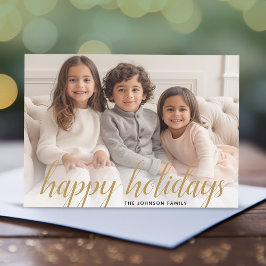 1 Foto Weihnachtsskript Gold Damask Happy Feiertagskarte