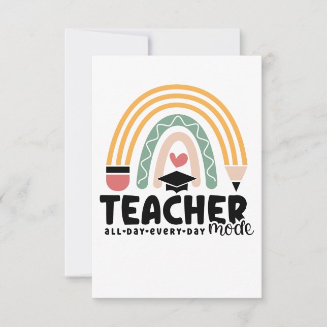 1- Funny Teacher Mode Teaching Geschenk für Lehrer Dankeskarte (Vorderseite)