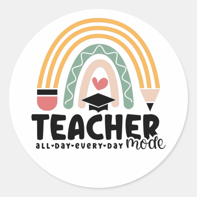 1- Funny Teacher Mode Teaching Geschenk für Lehrer Runder Aufkleber (Vorderseite)