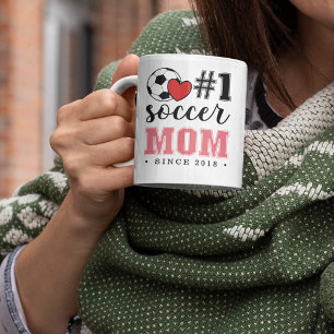 #1 Fußball-Mama Rosa Schrift Rot Herz Kaffeetasse