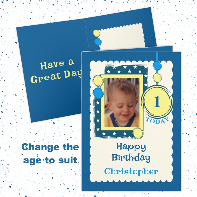 1. Geburtstag 1 heute geben Sie den Fotonamen blau Karte (Von Creator hochgeladen)
