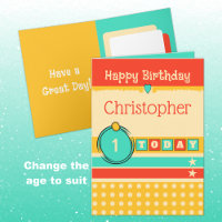 1. Geburtstag 1 heute orangefarbener Name