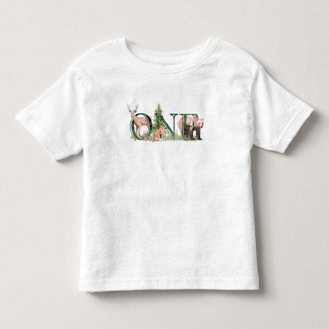 1. Geburtstag 1. Woodland Niedliches Kleinkind T-shirt (Vorderseite)
