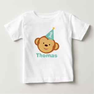 1. Geburtstag Affenjunge mit Personalisiertem Name Baby T-shirt