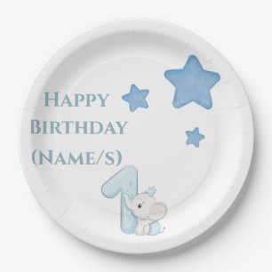 1. Geburtstag (Anpassbarer Text und Name) Pappteller