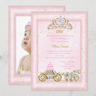 1. Geburtstag Aschenputtel Blush Pink Carriage Einladung