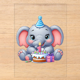 1. Geburtstag Baby Elefant Acryleinladungen