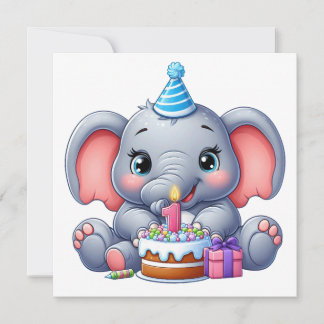 1. Geburtstag Baby Elefant Einladung