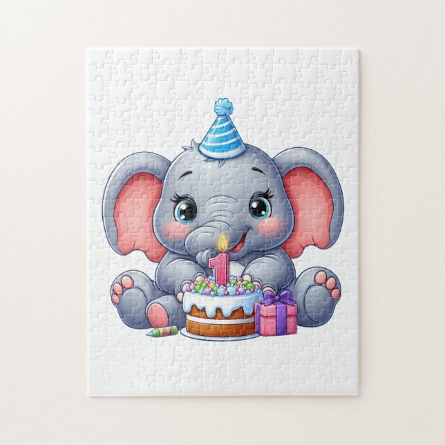 1. Geburtstag Baby Elefant Puzzle (Vertikal)