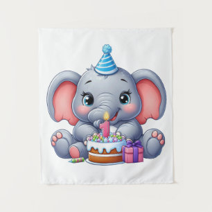 1. Geburtstag Baby Elefant Wandteppich