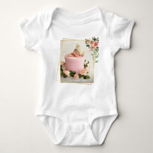 1. Geburtstag Baby GIrl Blush Pink Floral Baby Strampler