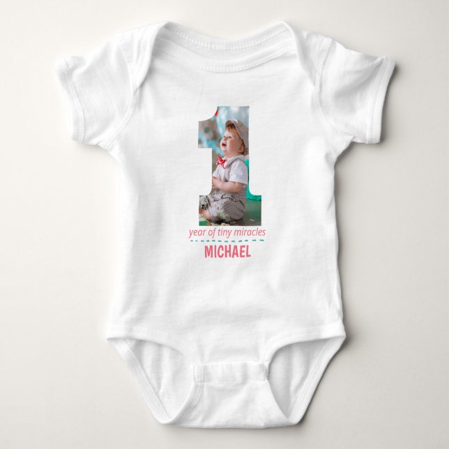 1. GEBURTSTAG BABY SCHLIESSEN CUSTOM-FOTO STRAMPLER (Vorderseite)