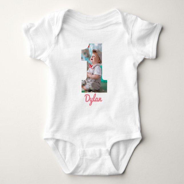 1. GEBURTSTAG BABY SCHLIESSEN CUSTOM-FOTO STRAMPLER (Vorderseite)