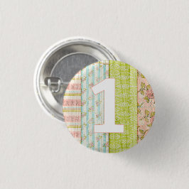 1. Geburtstag Baby Shabby Chic Rose Hütte Wood Button