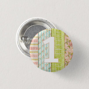 1. Geburtstag Baby Shabby Chic Rosen Cottage Holz Button