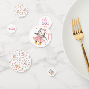 1. Geburtstag Ballerina Pinguin Rosa Personalisier Konfetti